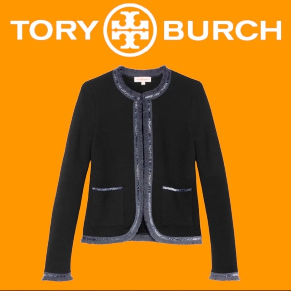 Tory Burch Knit Embellished Sweater Jacket - Picture 1 of 11